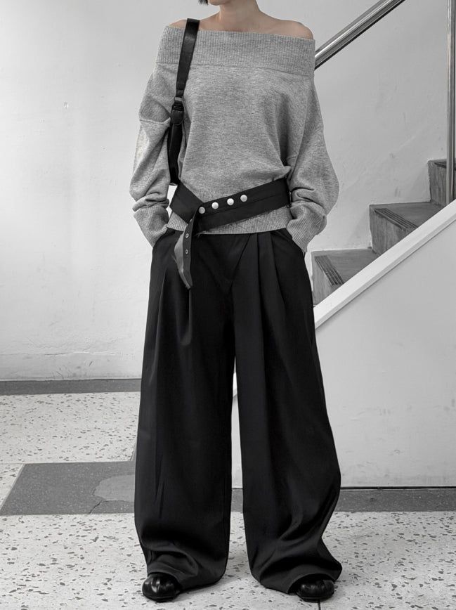 Leno One-Shoulder Off-Knit Top