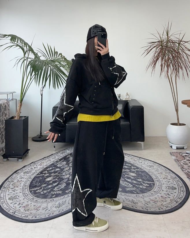 Rubid Crack Star Hood Zip-Up