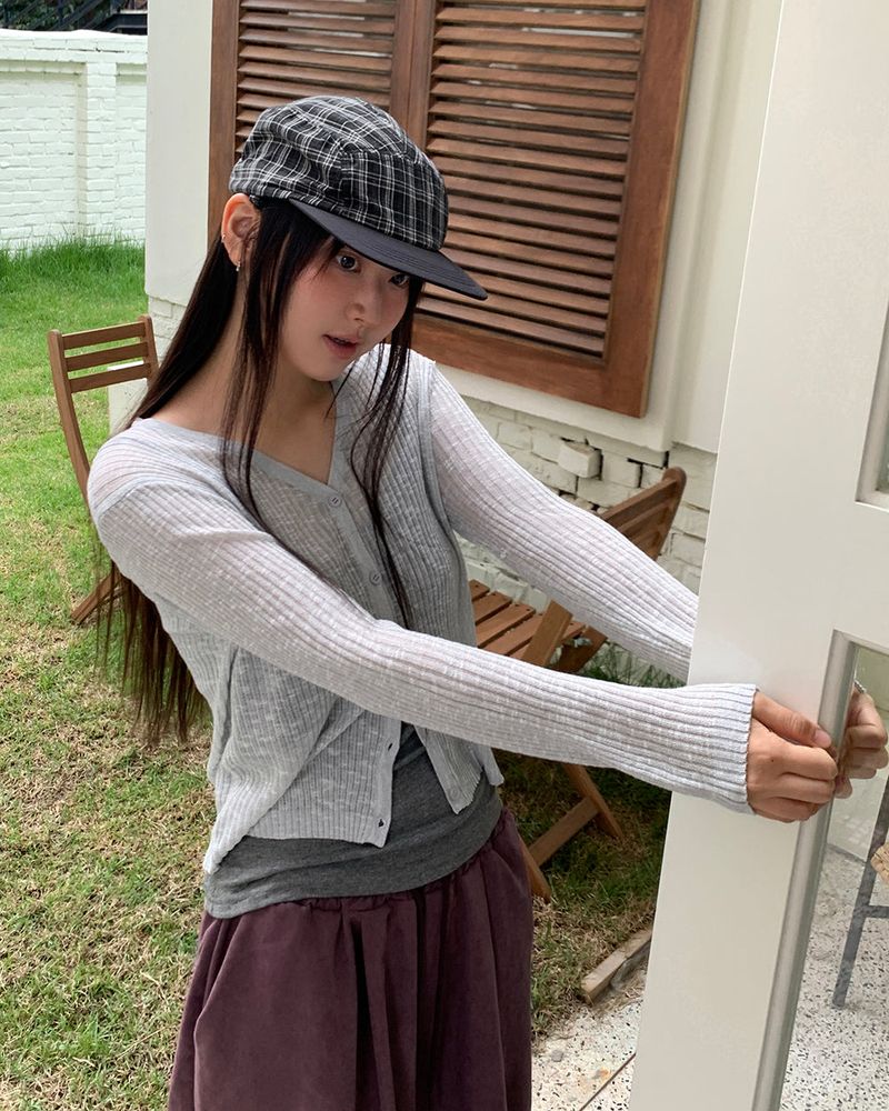 Daba Cotton Check Strap Camp Cap Hat
