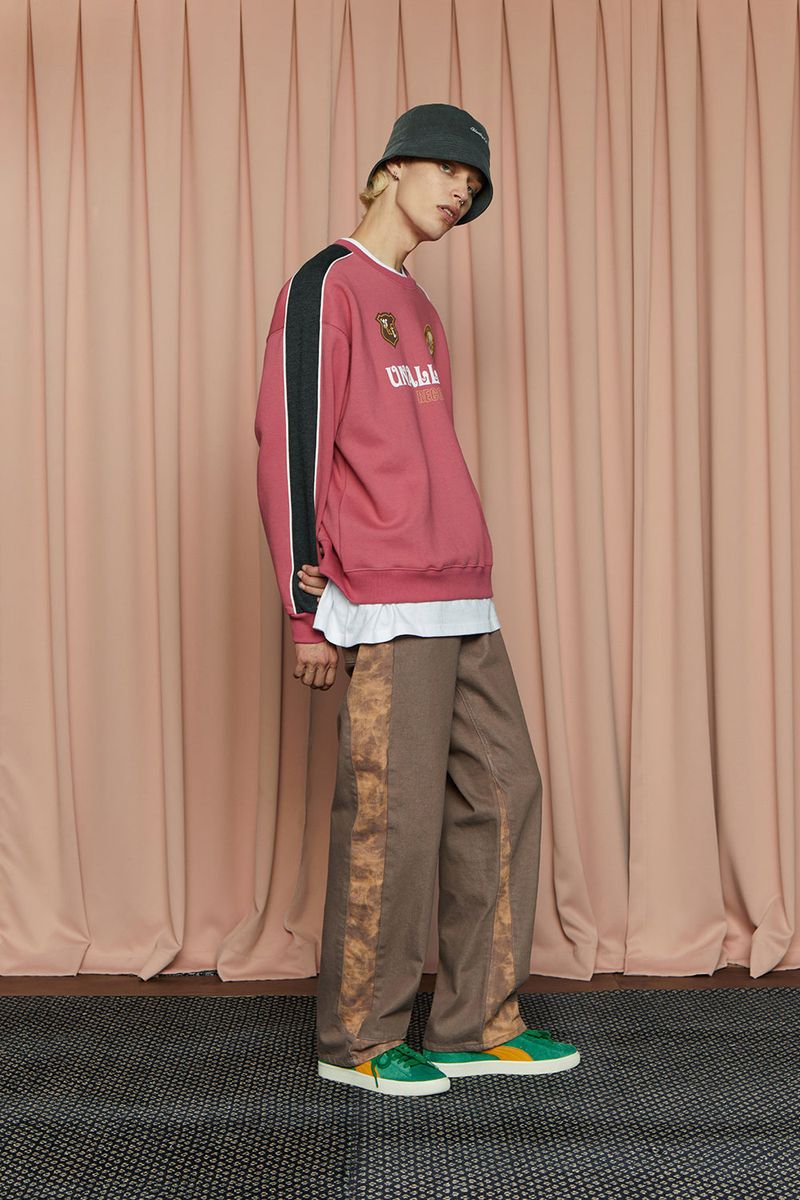 TIE-DYE BLOCK DENIM PANTS / BROWN