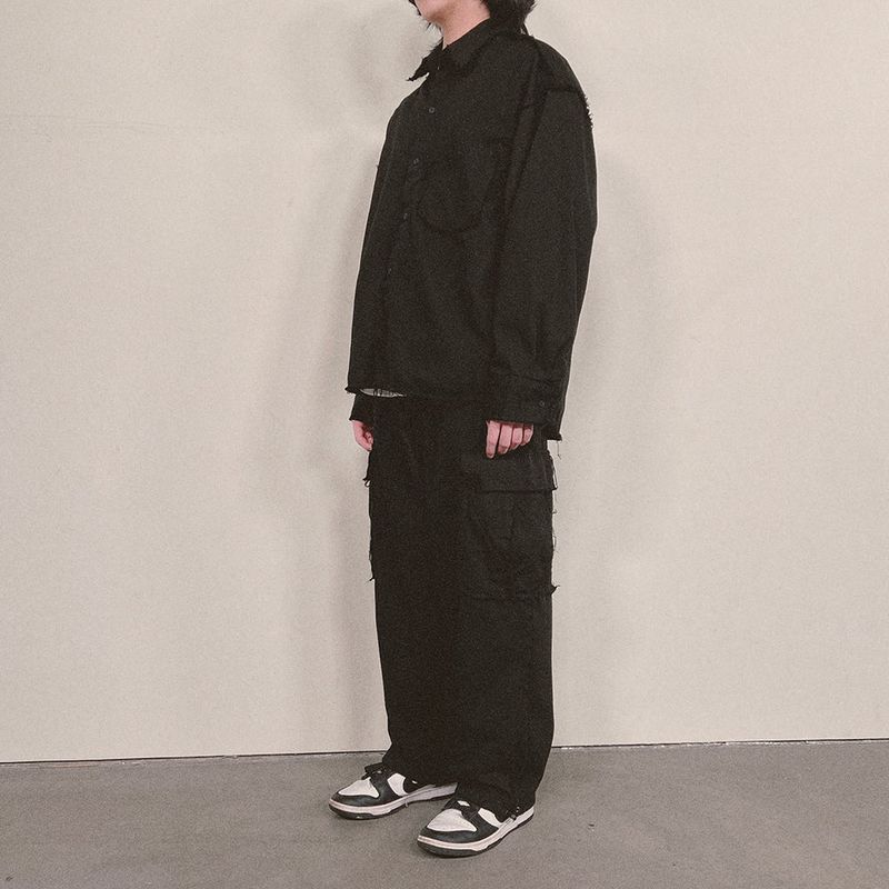 grunge plain shirt_black