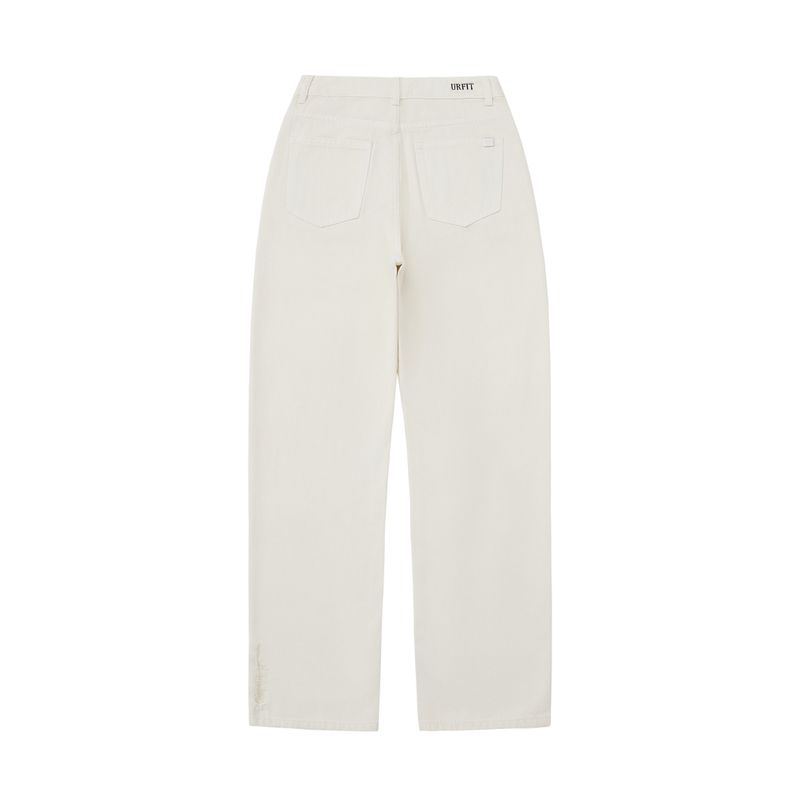 DESTROYED SLIM WIDE FIT DYING PANTS_ Cream White code 6836