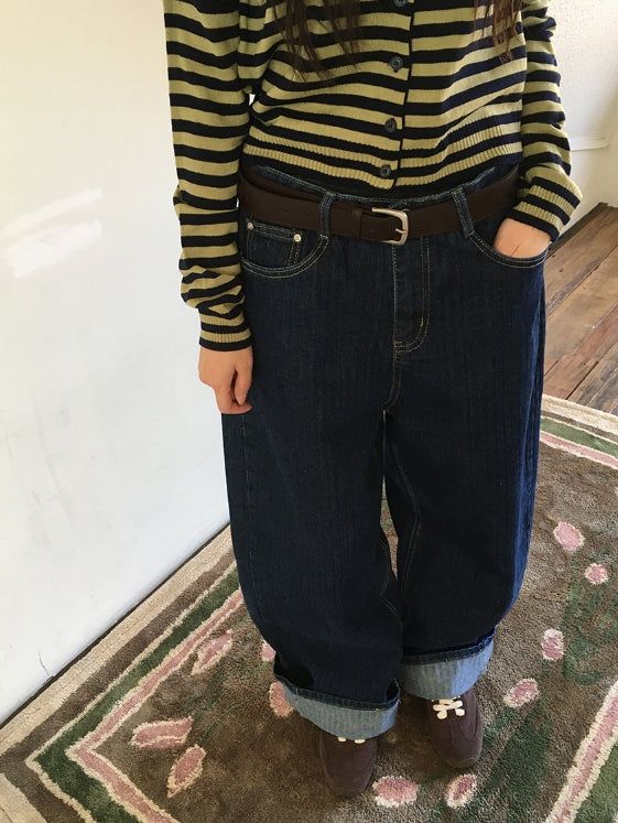 Hobe Jacquard Stripe Denim Wide Pants