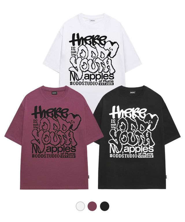 ODDSTUDIO（オッドスタジオ）の「アップル ピクセル グラフィック オーバーフィット Tシャツ / Apple Pixel Graphic Oversized Fit T-Shirt（Tops）」