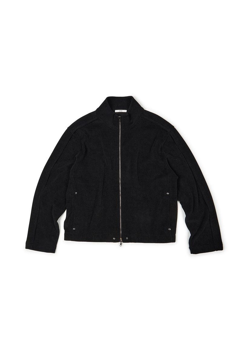 (BASE) MONO KNIT ZIP UP (BLACK)
