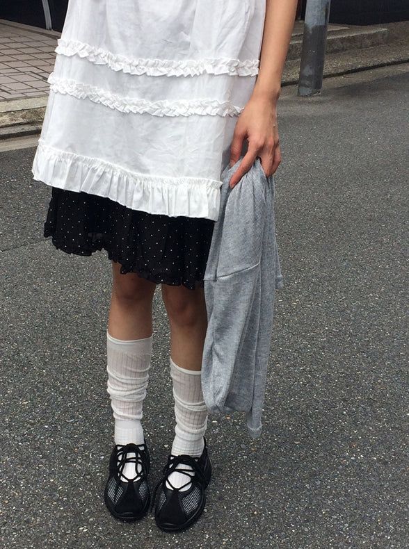 Heon Frill Dot Midi Skirt