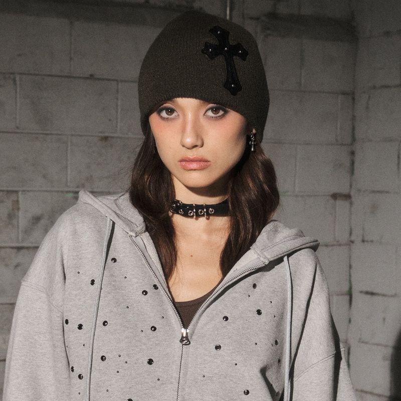 MIDNIGHT MOVE（ミッドナイトムーブ）の「cross beanie (khaki)（Hats）」