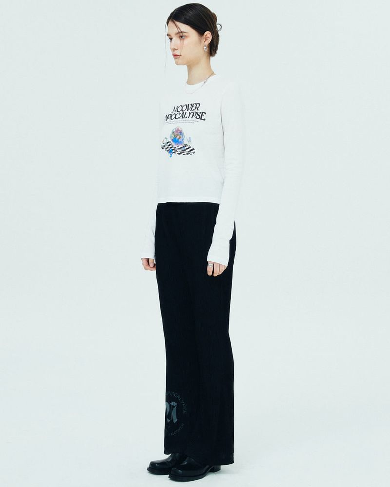 ROMAN TYPO PLEATS PANTS-BLACK