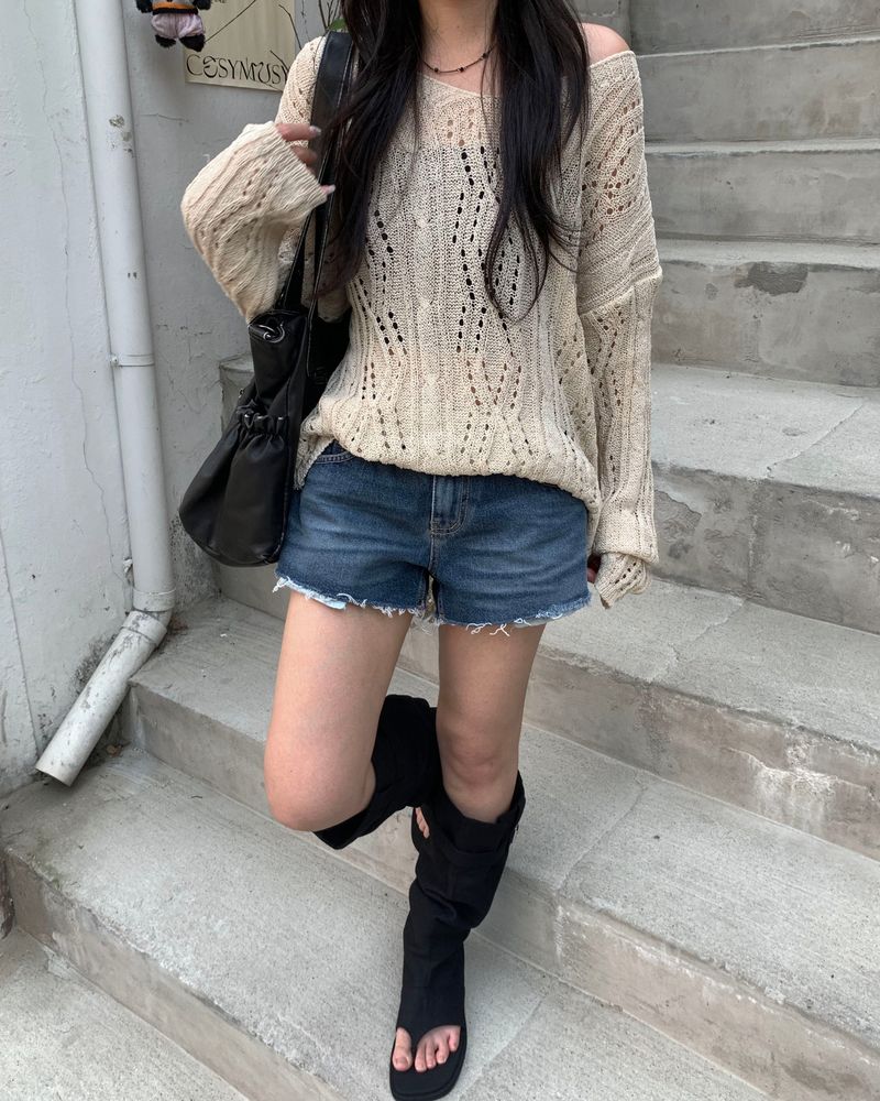 Sand denim shorts