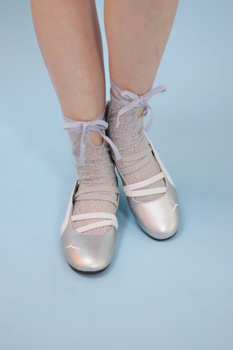 ankle strap lace socks (lavender)