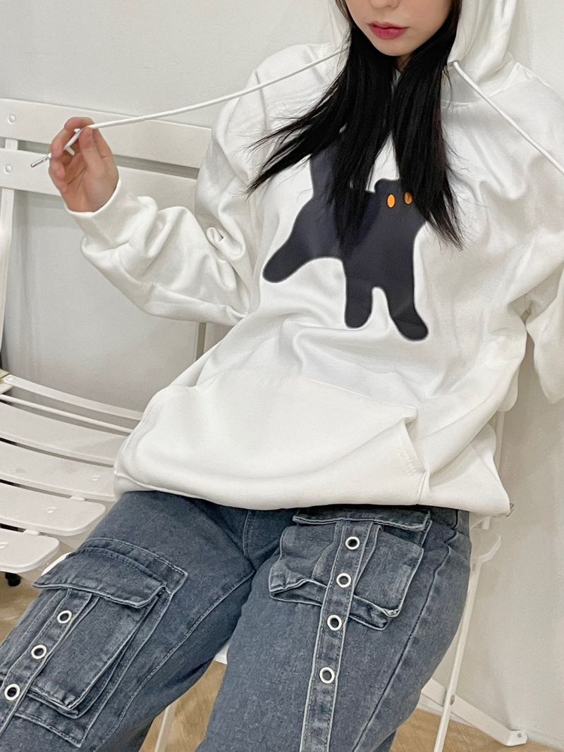 Black cat hood T