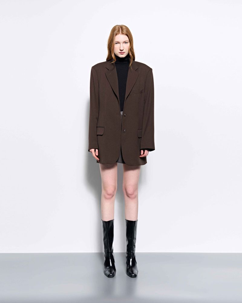Back Patch Oversized Blazer _ Brown