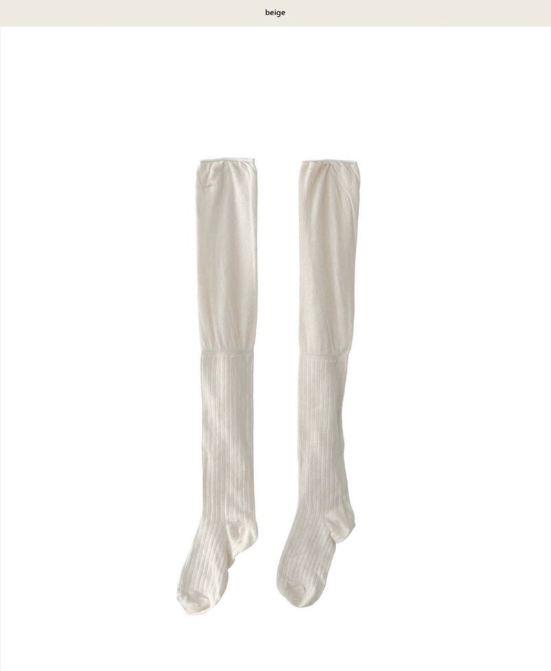 blur layered double over knee socks