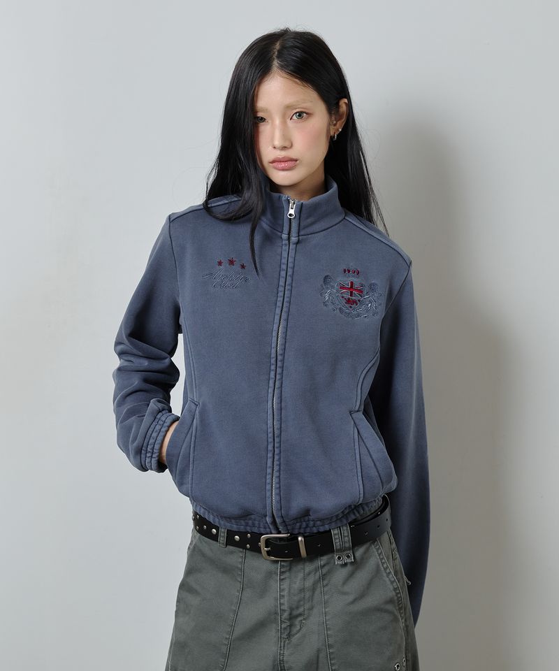 ODDSTUDIO（オッドスタジオ）の「Pigment High Neck Sweat Zip-Up - NAVY（Jackets/Outerwear）」