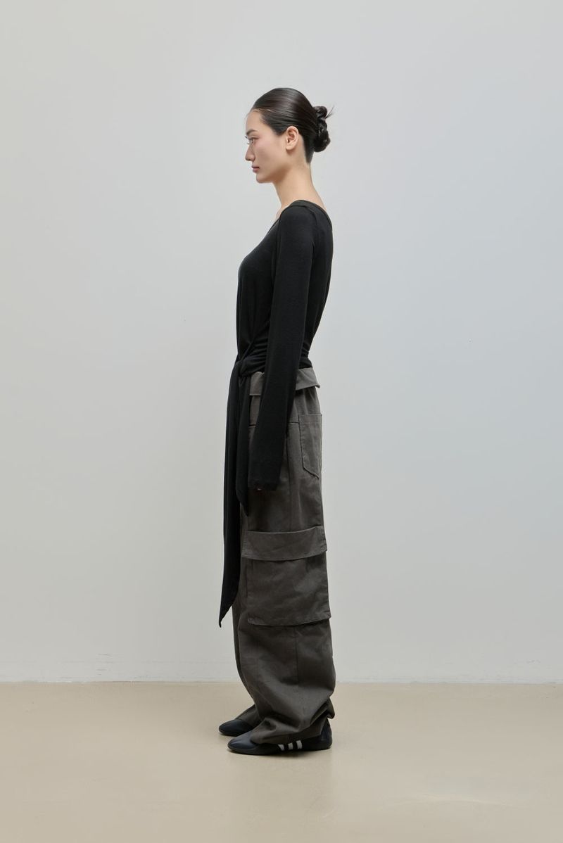 Wrapping Shirring Tee_Black
