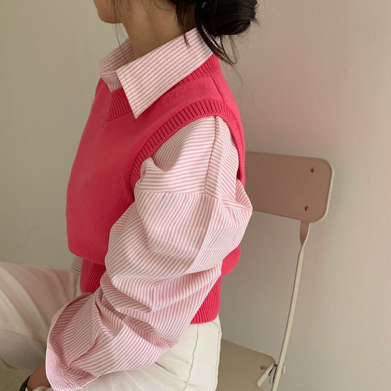 [Bellide made] Old money V-neck knit vest