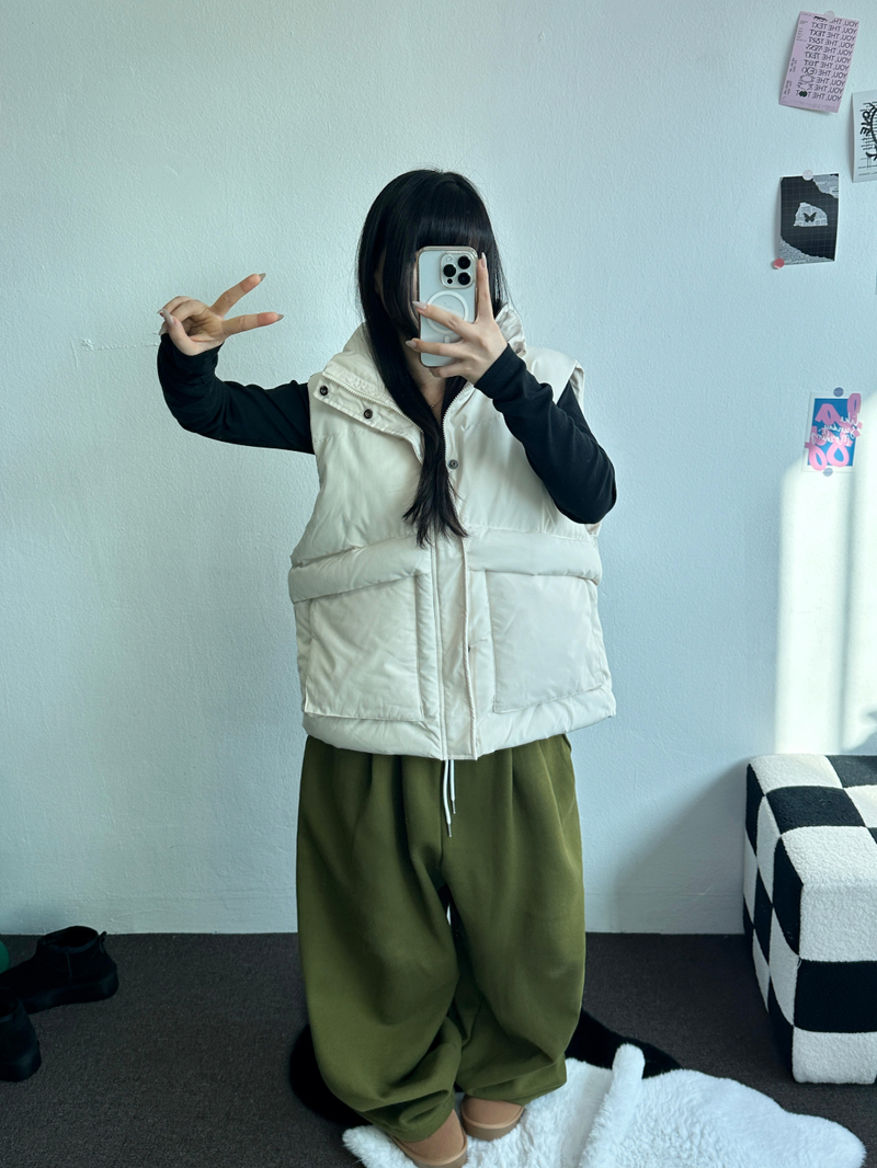 OVER WIDE VEST PADDING🩶🤍🖤☁ - 4 COLORS