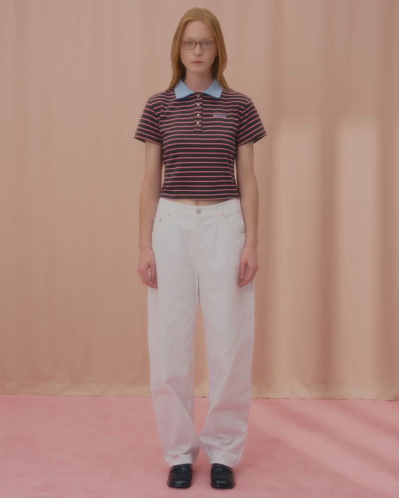 STRIPE LOGO COLLAR TSHIRT