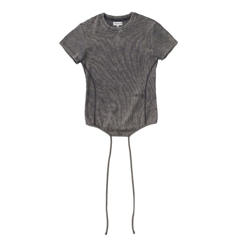 ZIZEMUSEUM（ジゼミュージアム）の「RIBBED STRING T SHIRTS(STONE BROWN)（Tops）」