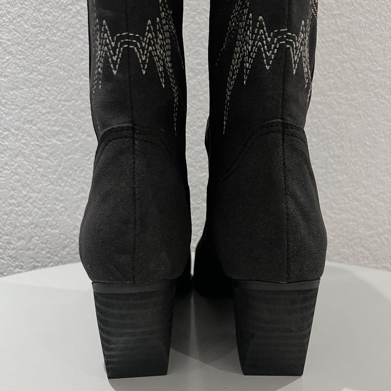 Suede western stitch long boots (2 Color)