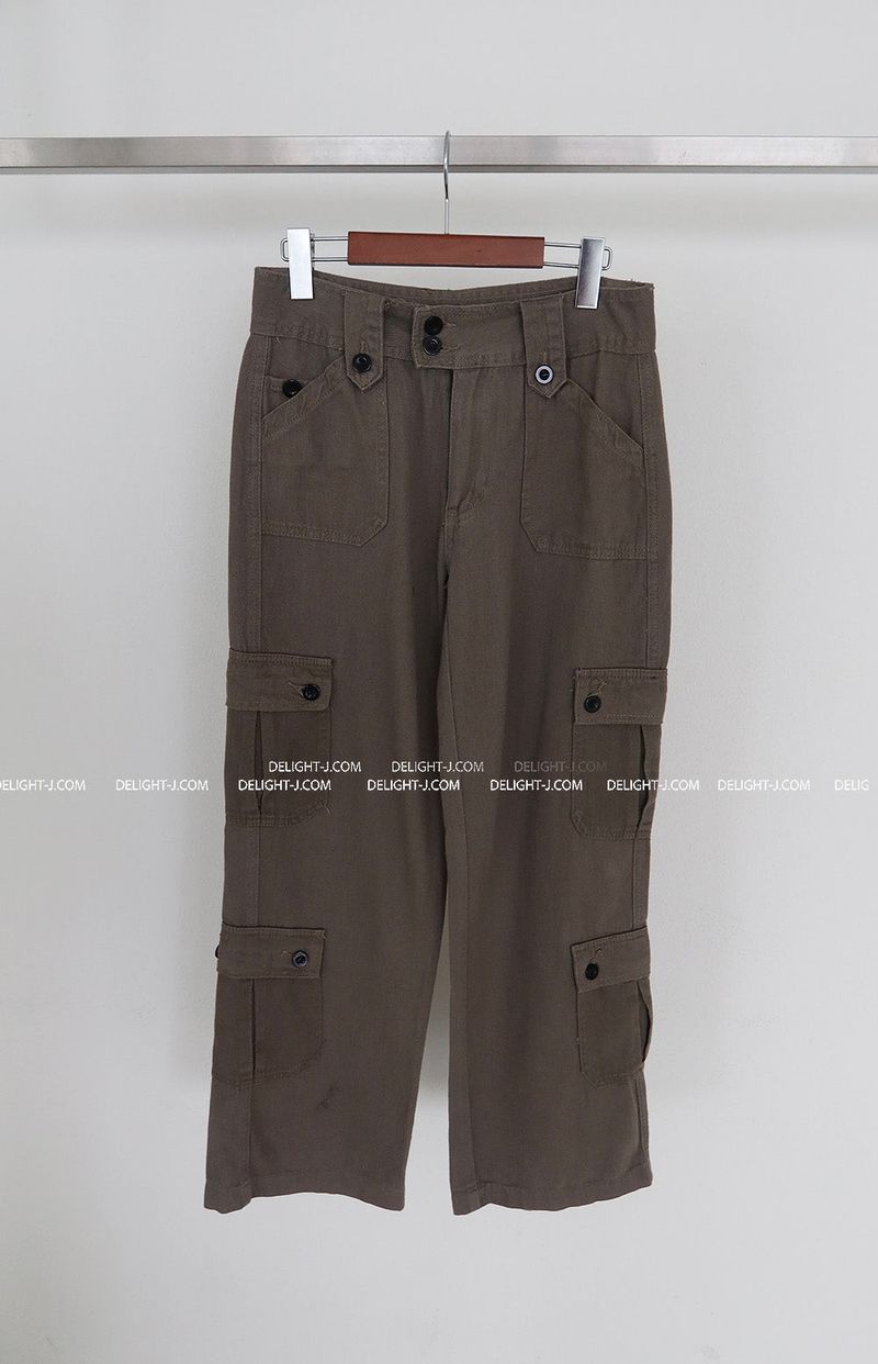cargo straight wide long pants