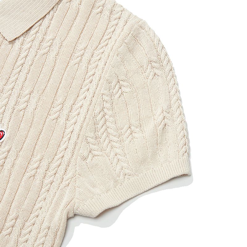 SMALL CHERRY CABLE KNIT DRESS [BEIGE]