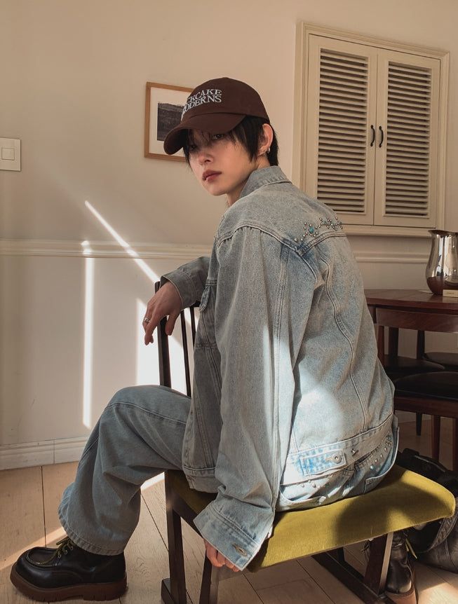 Royce Studded Denim Jacket Pants Set
