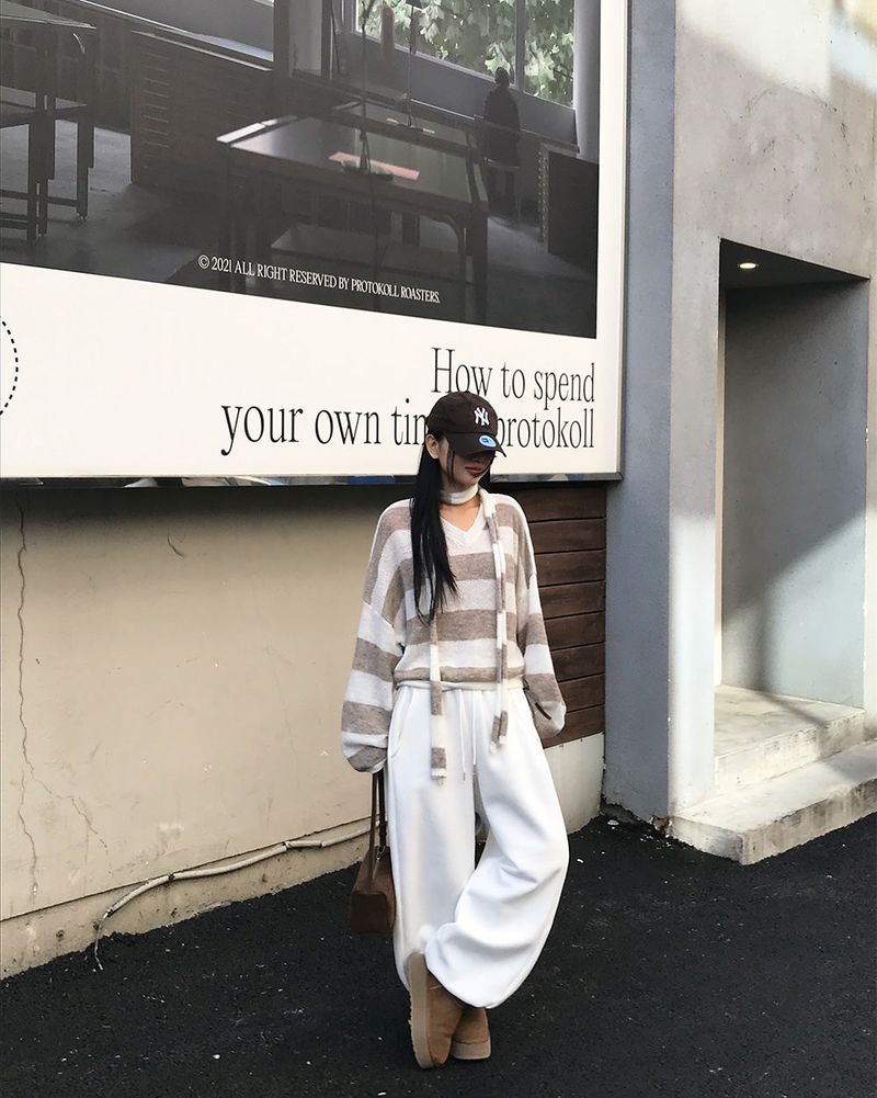 [ORIGINAL] LACKUN Striped Muffler Knit Set