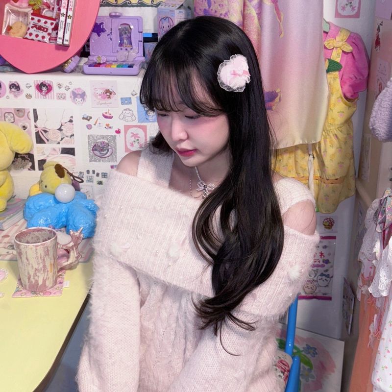fluffy hair clip-hime heart
