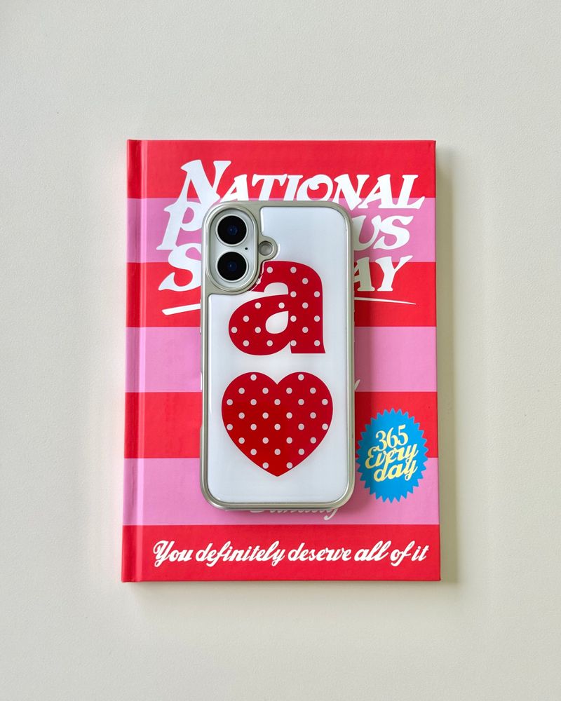 RED DOTTY LOVE WHITE Silver Epoxy Case