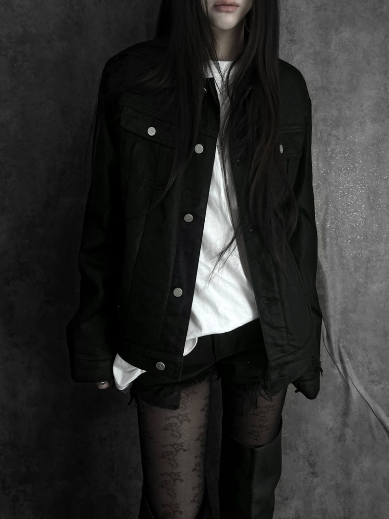coated denim trucker jacket (unisex)