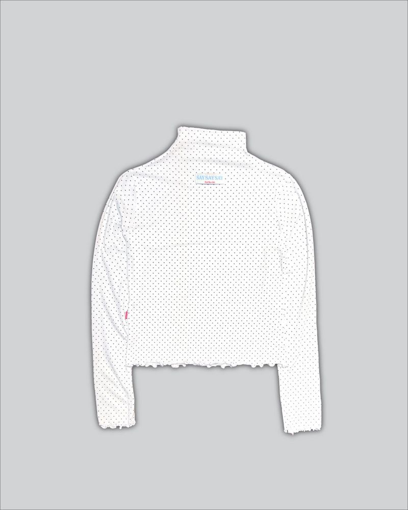 White Classic Dot Mock Neck Top