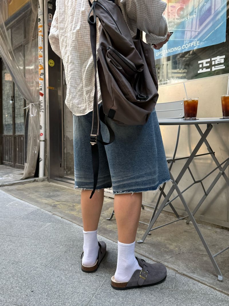 Lua cutting bermuda denim pants