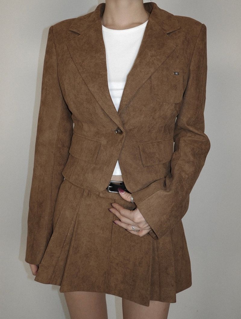 PALEJADE（ペールジェイド）の「Suede Set-Up Jacket In Camel（Jackets/Outerwear）」