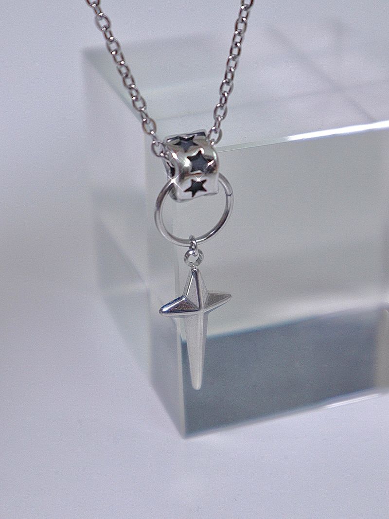 black wave ring star necklace