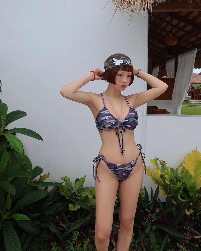 camo military strap bikini
