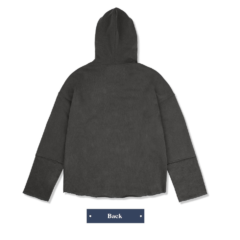 PIGMENT CUTTED HOODIE_CHARCOAL
