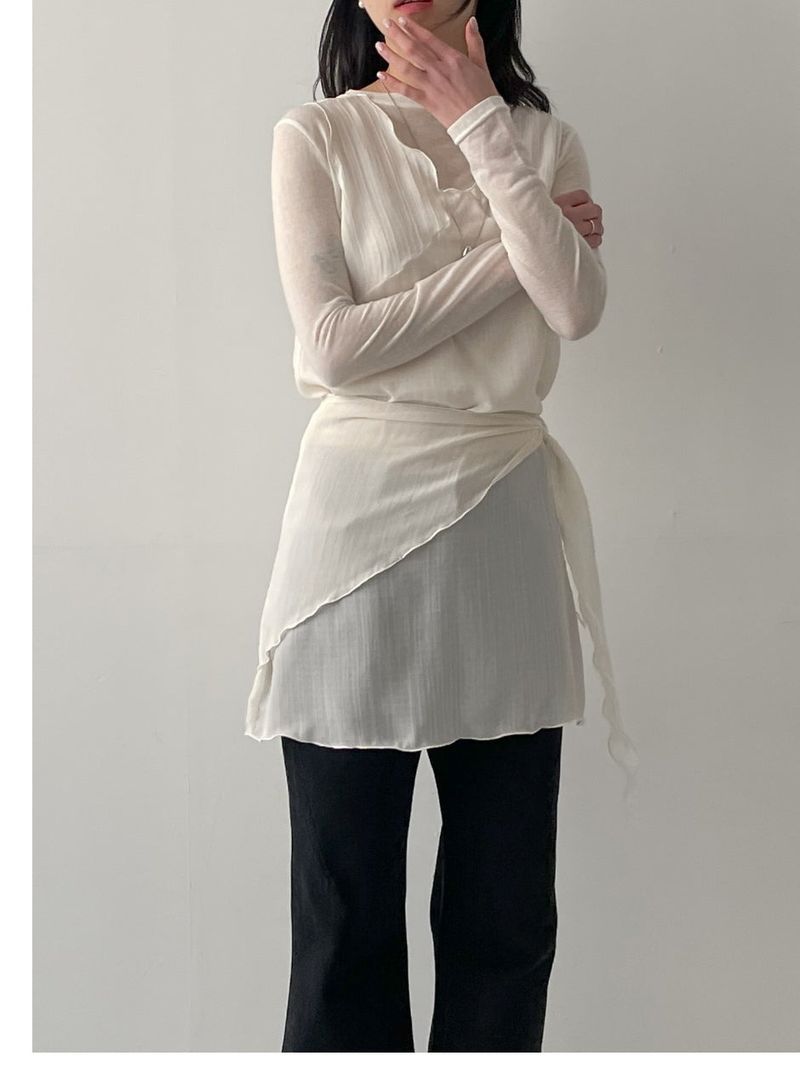 [Scarf SET] Bambi Layered See-through Mini One Piece