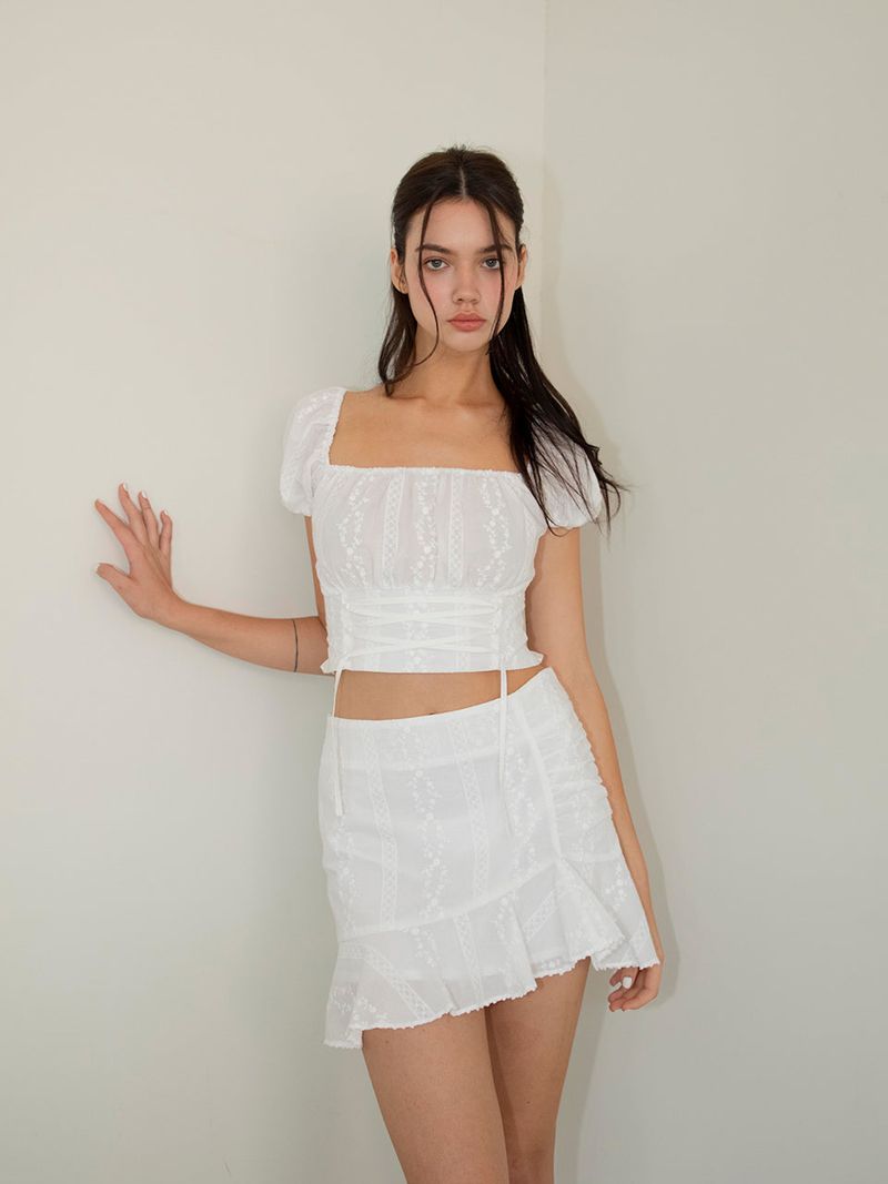 Rosie shirring skirt (white)