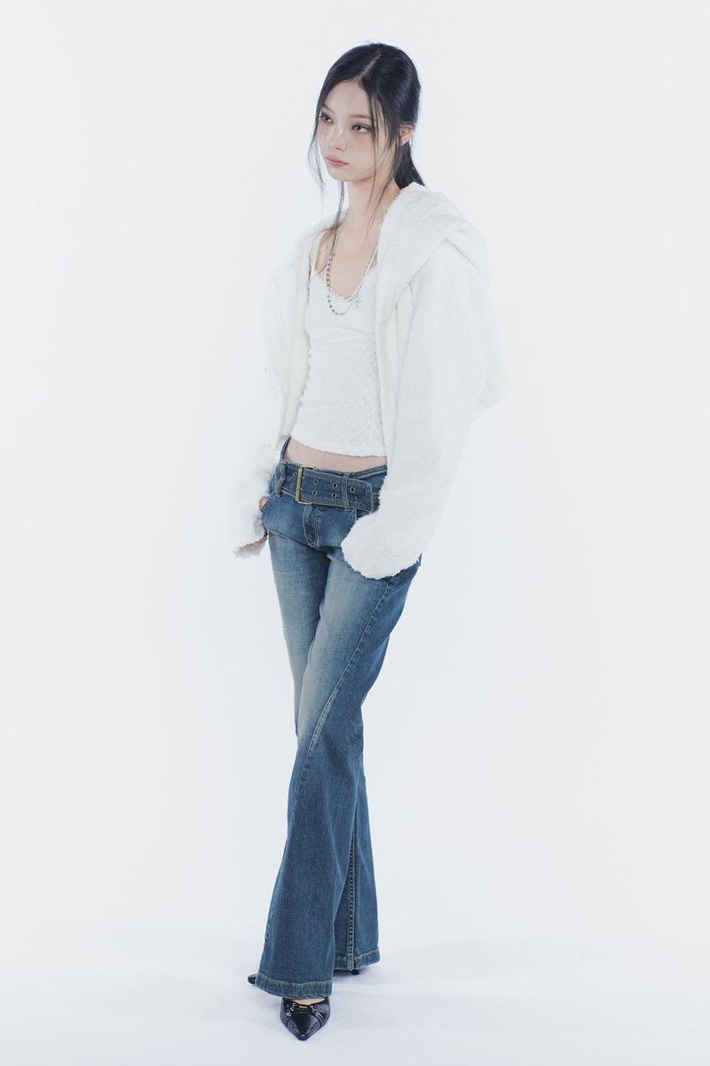 VERA BELTED BOOT-CUT DENIM blue