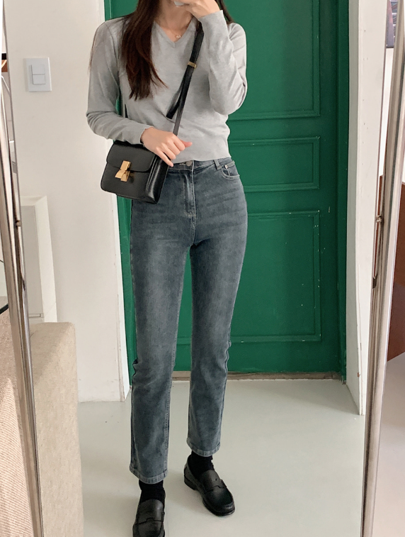 Standard Crop V-neck Knit (12color)