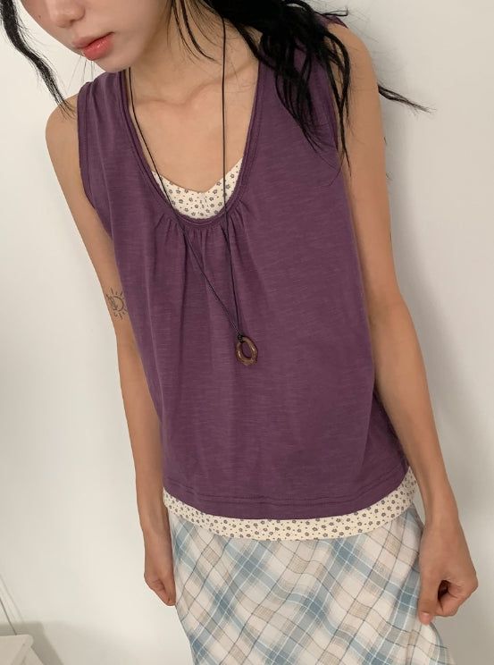 BAON（バオン）の「Rakko Flower Vintage Layered Sleeveless（Tops）」
