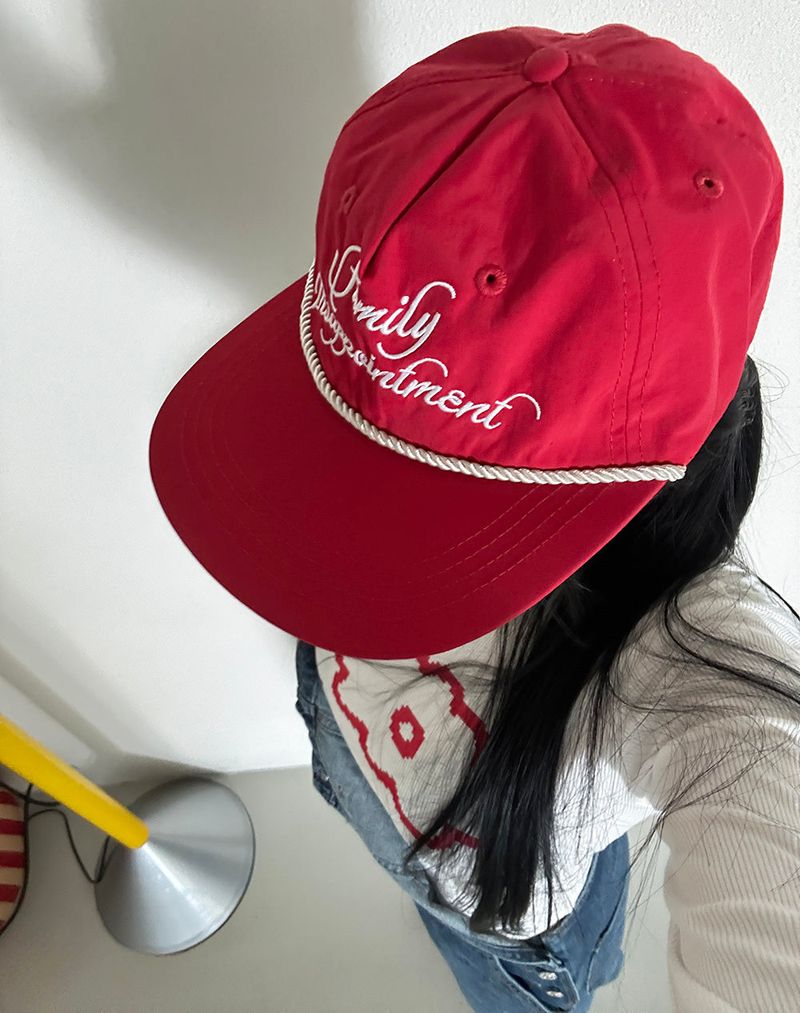 Red rope snapback ball cap