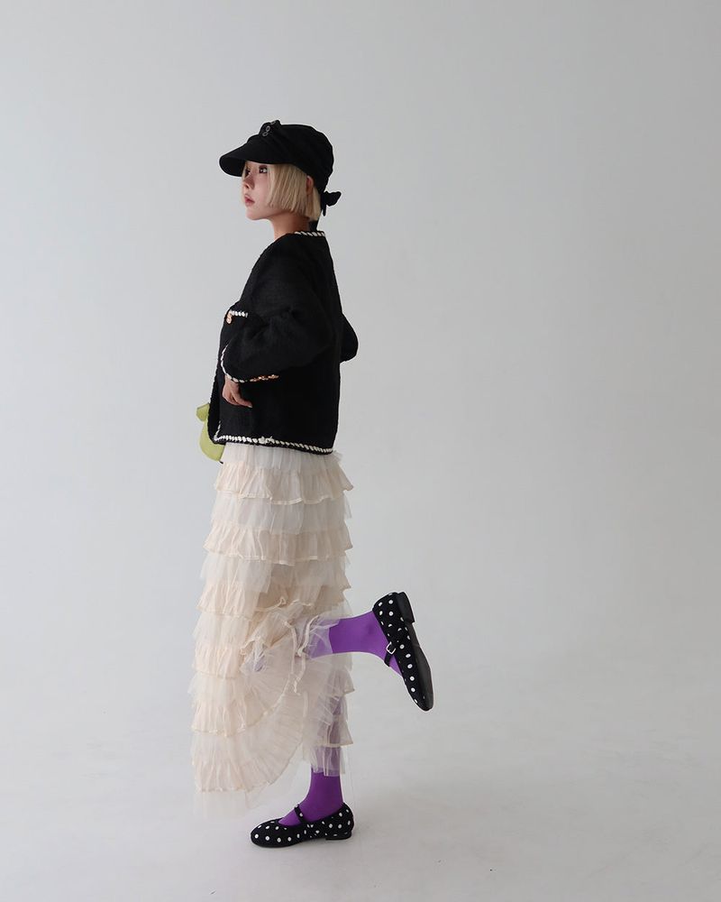 Button shirred back ribbon wrinkle sailor cap