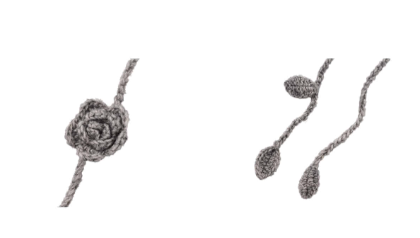 handmade knit flower strap - grey