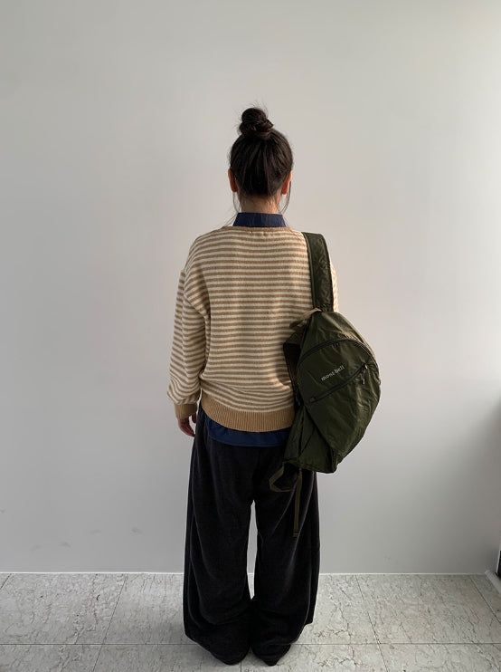 Ttet Stripe Wool V-Neck Knit