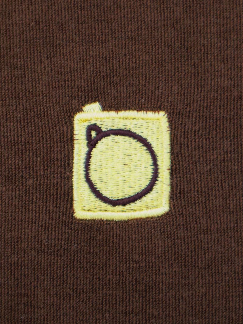 ALARM TERRY COLLAR T SHIRT BROWN_UNISEX