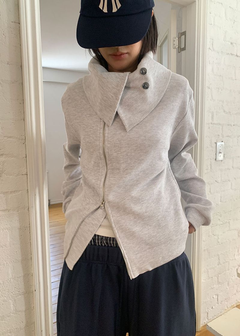 WAFFLE UNABAL ZIP-UP (2color)
