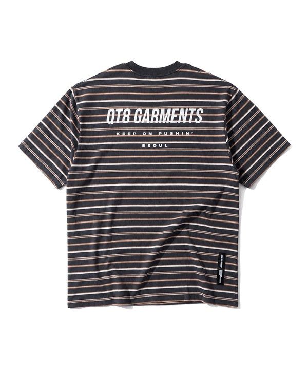 LB ストライプ シンプルロゴ ウォッシュド Tシャツ (Charcoal)