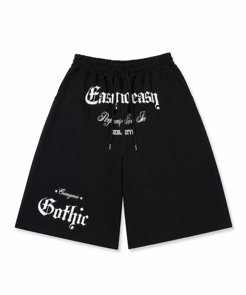 Gothic lettering Bermuda sweatpants - Black
